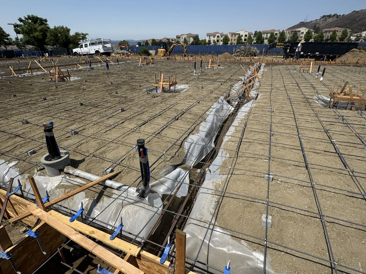 Concrete foundation and formwork project photo showing prep before placement